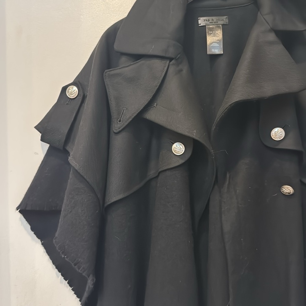 Rag & Bone Black Wool Trench Poncho Cape Jacket - Picture 7 of 9